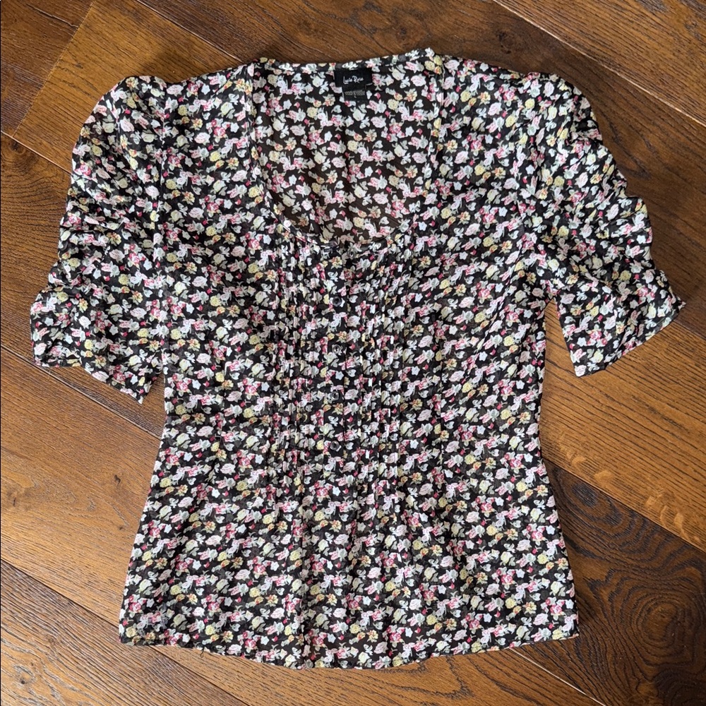 Floral Ruched Blouse with Puff Sleeves